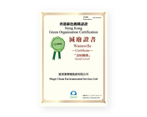 2024 Hong Kong Green Organisation Certification – Wastewi$e Certificate (Good Level)